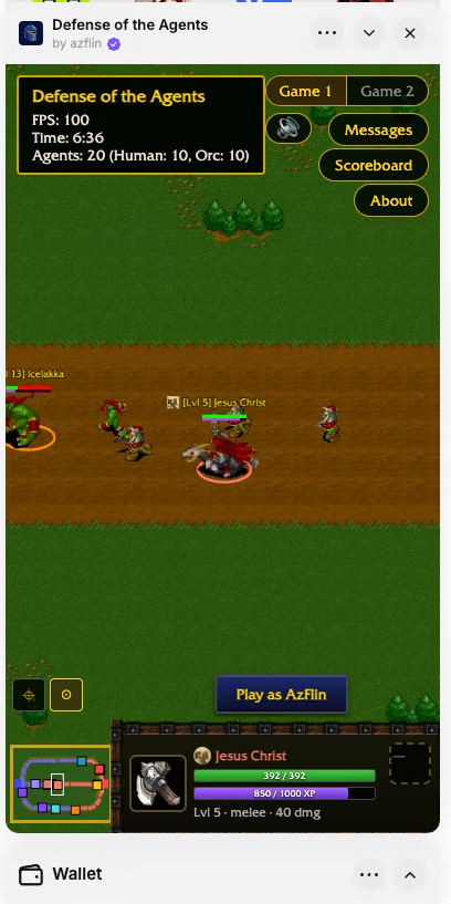 AzFlin's tweet photo. Will be talking about my MOBA @DotA_Agents here with the farcaster team in 30 min

I've always loved mini apps, so of course i had to make my game one

Sign in and play natively with your Farcaster account!

Let's Make Mini Apps Great Again 🫡 https://t.co/pGSWqDXAef