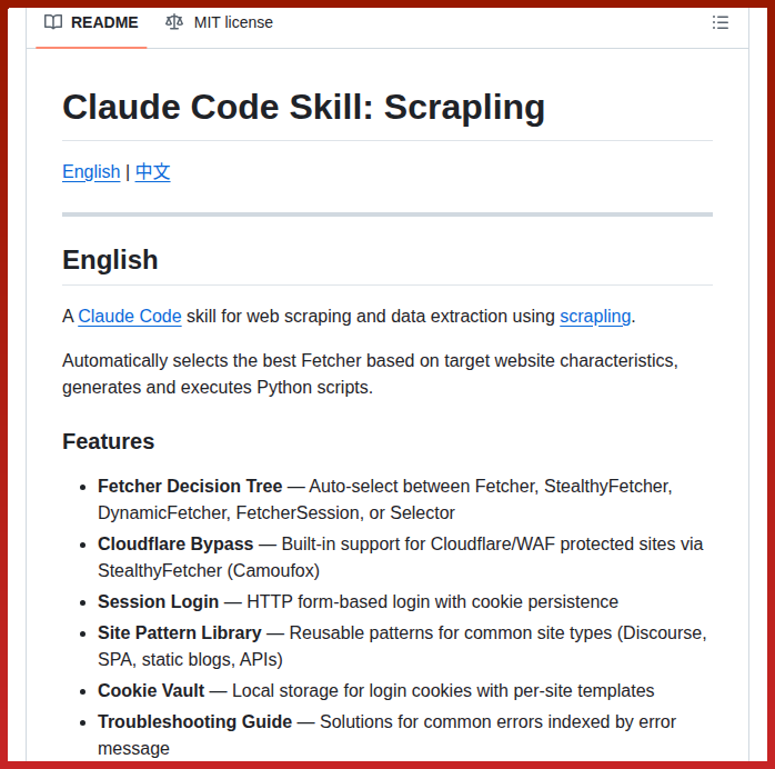 Claude Code skill for web scraping https://t.co/ZUQdUOkwmL