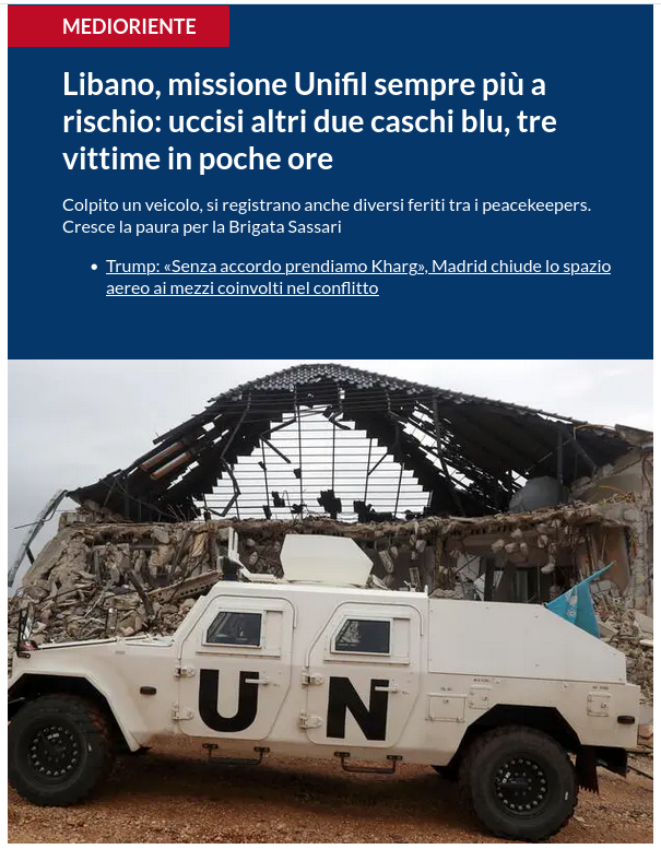 dangp's tweet photo. #Libano, missione Unifil sempre più a rischio: uccisi altri due caschi blu, tre vittime in poche ore.
#Crosetto che dice?
#Israele #Hezbollah https://t.co/3ZlR4bnz2P