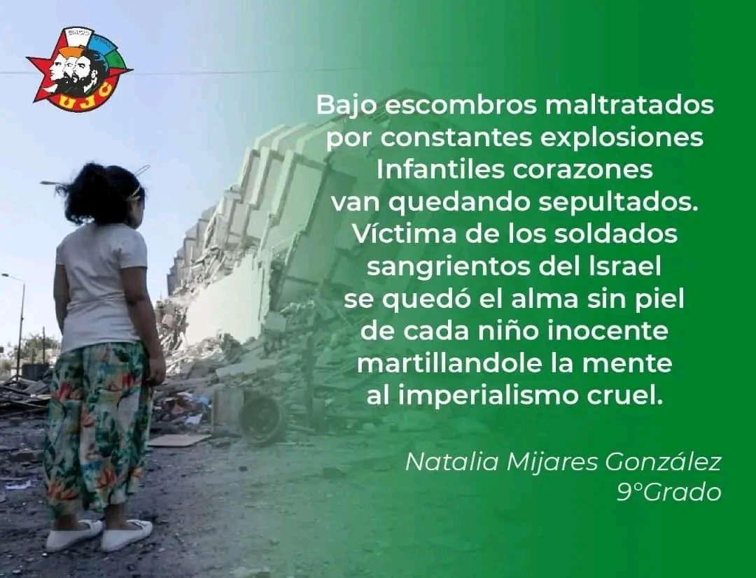 Palabras de niña cubana que siente a Palestina 🇵🇸 como su otra nación. 

Día de la tierra Palestina. Que vivan su lucha y su heroico e invencible pueblo. ✊

#CubaEstáConPalestina