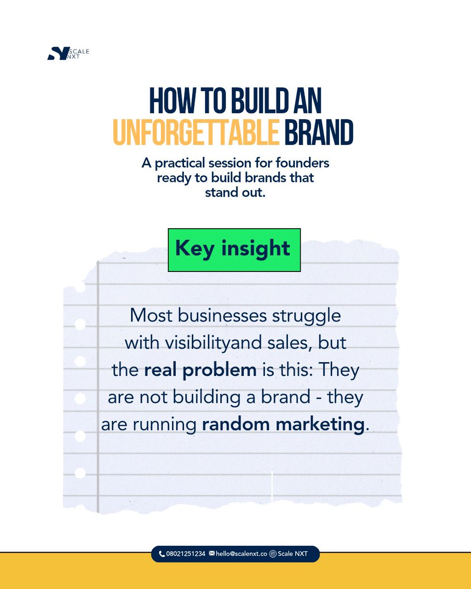 Scalenxtafrica's tweet photo. Last Saturday, we hosted a webinar on How to Build an Unforgettable Brand — for founders ready to stand out.

Led by our Brand &amp; Comms Strategist, Mercy Joseph.

Because the goal isn’t visibility. It’s clarity that sticks.

Missed it? Highlights in this post 

#Webinar #ScaleNXT https://t.co/GTWHO1gfP2