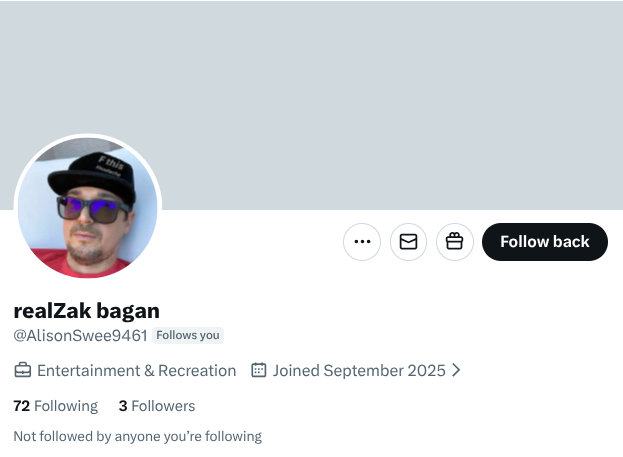 the Zak bagans anti scam page tweet media