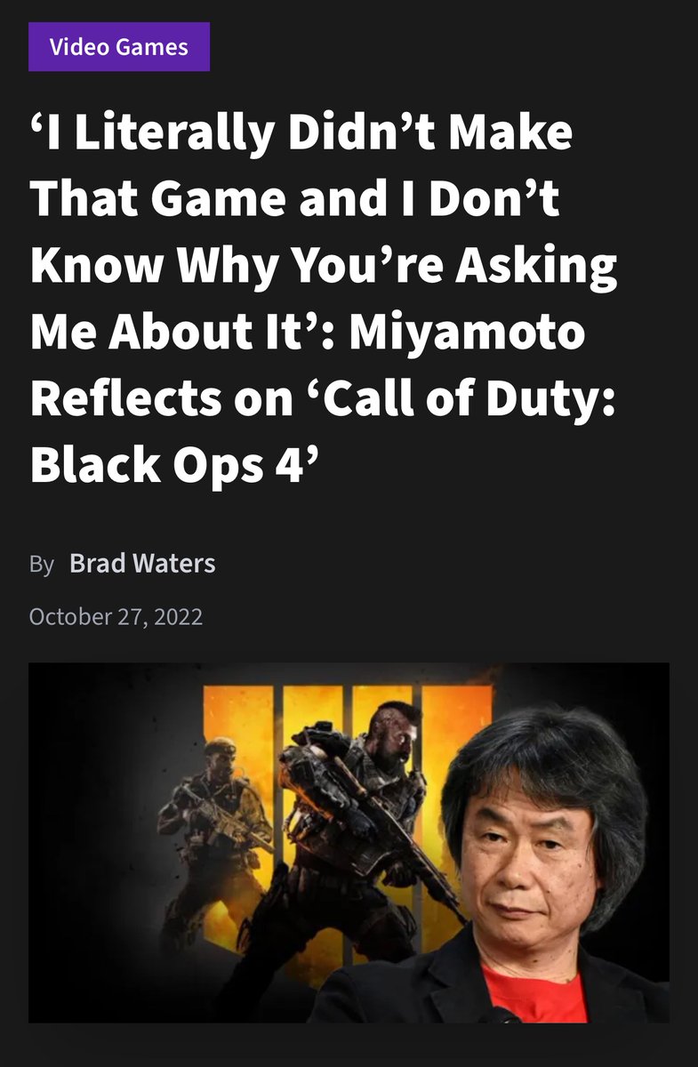 I remember when Miyamoto was the director for Black Ops 4 ❤️