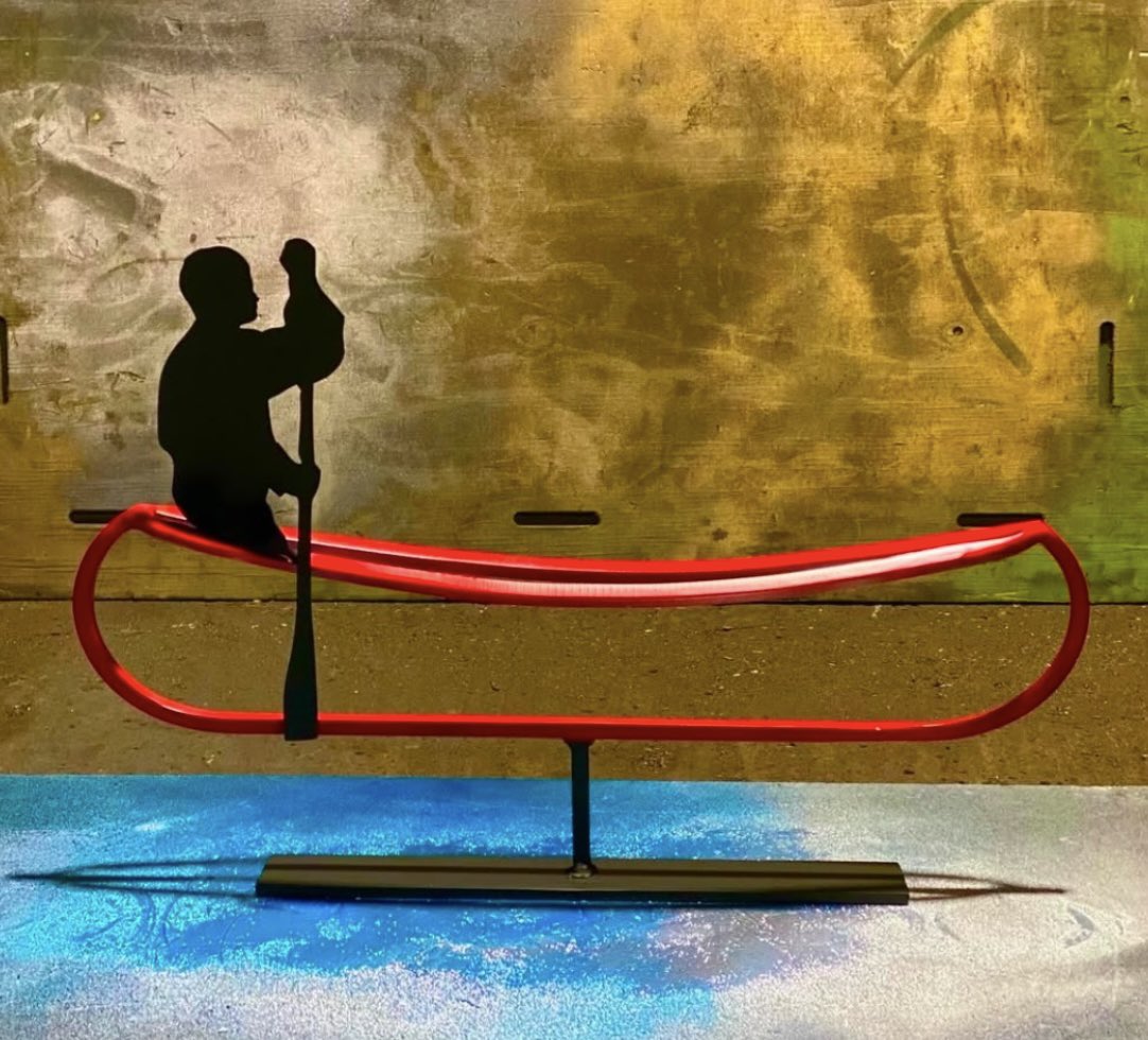 slav_metalurges's tweet image. This time last year my large commission of “The Steersman” started to be pieced together. #yeg