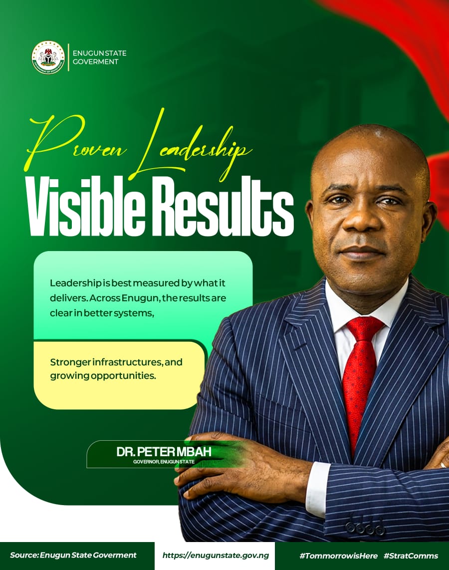 enugugover76588's tweet image. Leadership is shown through action, not words! Gov. Mbah and Enugu State Govt deliver real results in healthcare, education, tourism, infrastructure, and more. Ndi Enugu, our Tomorrow is here! 🌟 
#ThemeOfTheWeek #VisibleResults #EnuguGovernment