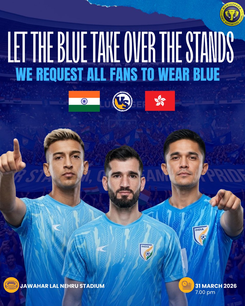 kbfc_manjappada's tweet image. 𝐖𝐄𝐀𝐑 𝐁𝐋𝐔𝐄 𝐖𝐈𝐓𝐇 𝐏𝐑𝐈𝐃𝐄. 🌊
 𝐅𝐎𝐑 𝐓𝐇𝐄 𝐁𝐀𝐃𝐆𝐄.𝐅𝐎𝐑 𝐓𝐇𝐄 𝐅𝐋𝐀𝐆. 🇮🇳💙

#manjappada #indianfootball 
#bluetigers #INDHKG #ACQ2027