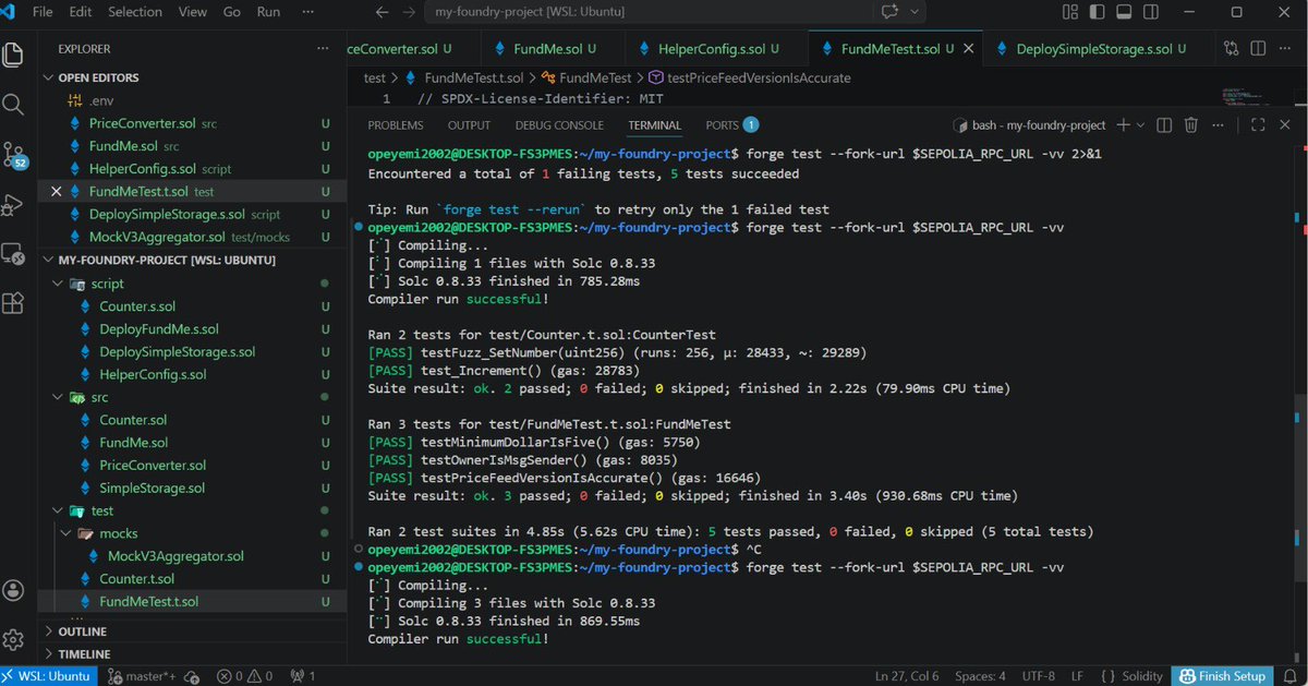 ope_yemi1122's tweet photo. Built a multi-network deployment system in Solidity using Foundry that automatically selects the correct price feed per network—real ✅
Chainlink feeds on Sepolia and Mainnet, and a mock aggregator on Anvil. ✅ https://t.co/eOMrVjGtDm