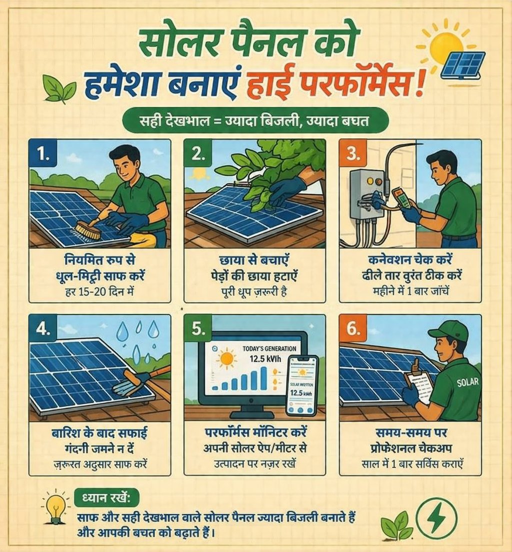 aakashurja's tweet image. Boost Solar Panel Performance | Smart Maintenance Tips

💡 Better care = Higher generation + Bigger savings!

📞 Call Now: 7877037295
🌐 Website: aakashurja.com

#SolarEnergy #SolarPower #SolarTips #SolarSystem #GreenEnergy #AakashUrja #RenewableEnergy #GoSolar