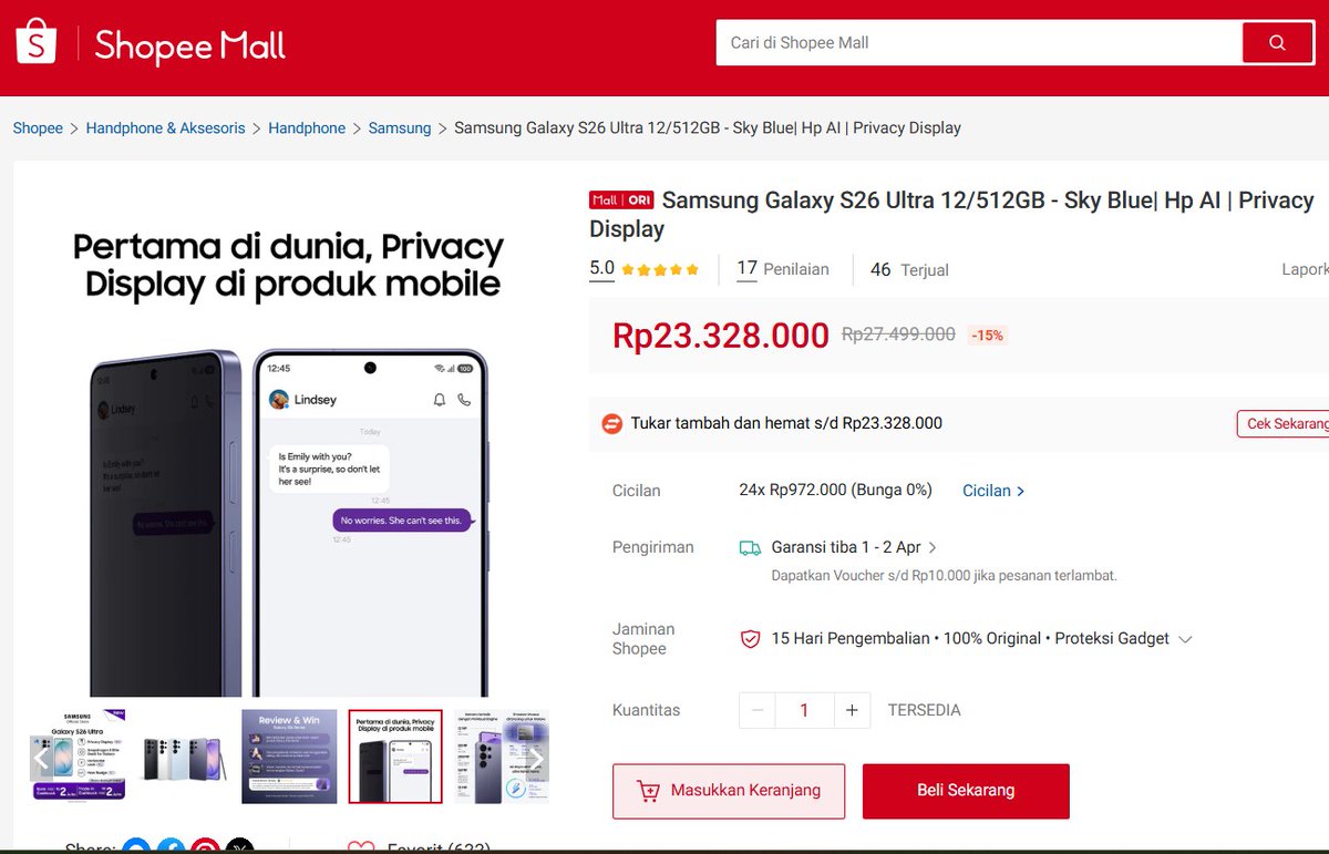 JuliansyahSap18's tweet photo. @ShopeeID Suka banget sama fitur Horizontal Lock di #GalaxyS26 Series, bikin video aku tetap stabil meskipun banyak gerak 🙌 #GalaxyS26xShopee https://t.co/wIrv1YlxWq
