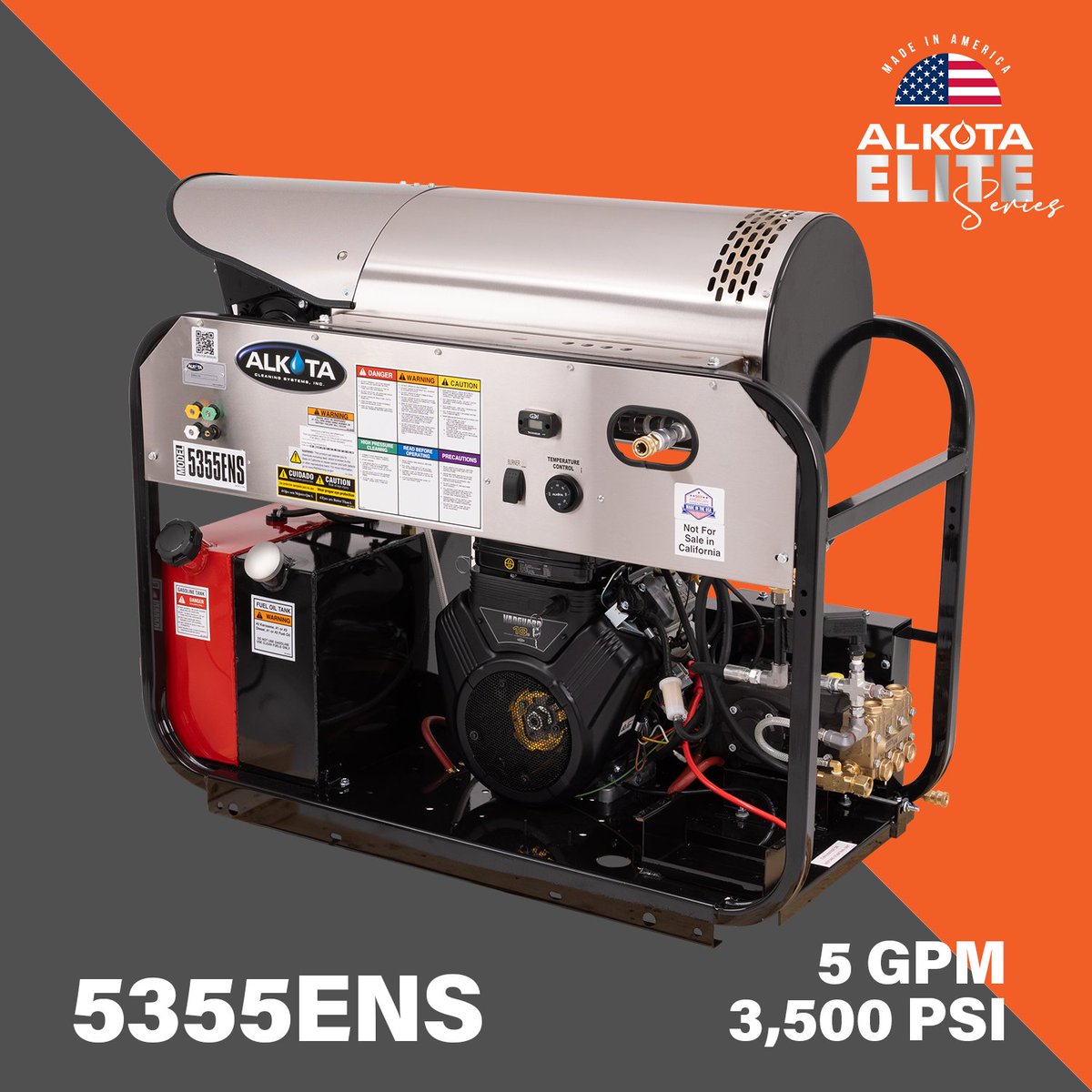 AlkotaCS's tweet photo. Discover the power of the 5355ENS Hot Water Pressure Washer! With an impressive 5 GPM at 3,500 PSI and an 18HP Vanguard Gas Engine, it easily tackles even the toughest messes. Learn more: https://t.co/BgPYjVs6Eq #alkotaclean #pressurewasher #powerwasher #madeintheusa https://t.co/WurkY0CUL8