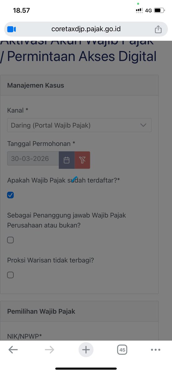 sdsxn's tweet photo. Dear @kring_pajak tolong kenapa gabisa validasi foto untuk aktivasi akun wajib pajak?????? Kindly need help https://t.co/DGt8JWDzvY