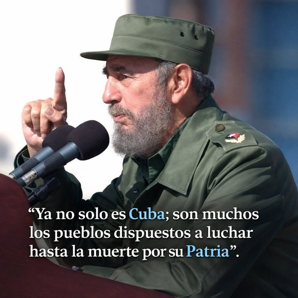 venega_omar's tweet photo. #FidelPorSiempre. “Ya no solo es Cuba; son muchos los pueblos dispuestos a luchar hasta la muerte por su Patria”.
Firmeza, dignidad y unidad: principios que no se negocian. https://t.co/ThgYiztDbX