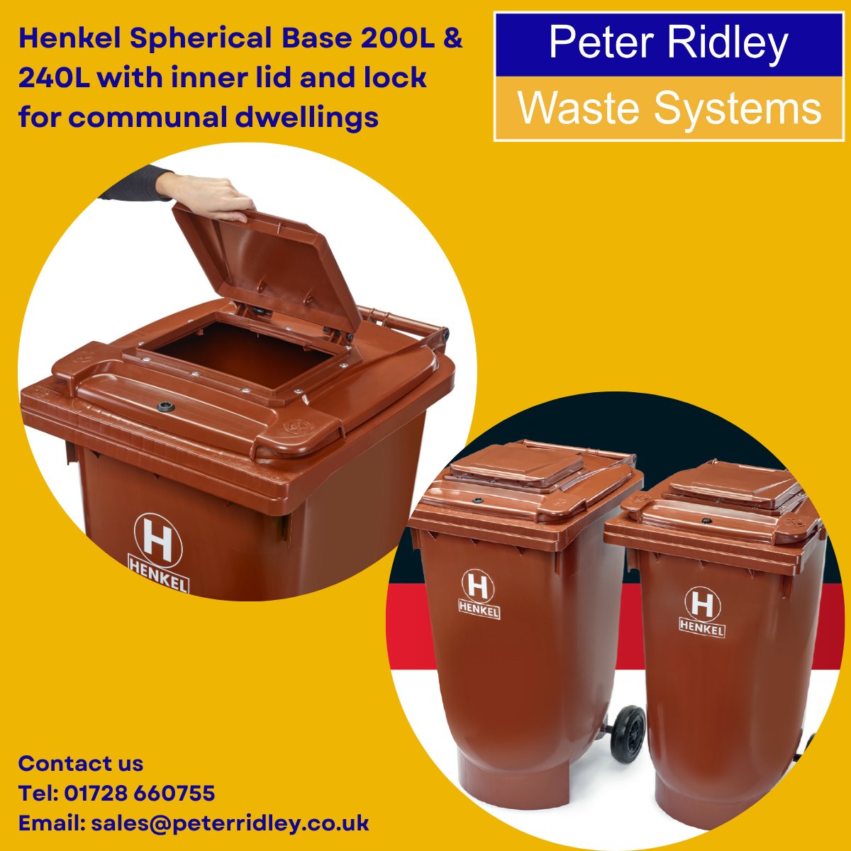 PeterRidley_WS's tweet photo. Keep your community clean, odour‑free &amp; pest‑proof with the Henkel Spherical Base #FoodWaste Bin.
🔒 Secure lock &amp; inner lid
🐭 Raised spherical base deters rodents
👌 Wide aperture = easy, mess‑free use
💪 Durable, modern &amp; built to last.
Strong. Stylish. Dependable. https://t.co/t3U3Ol6U9R
