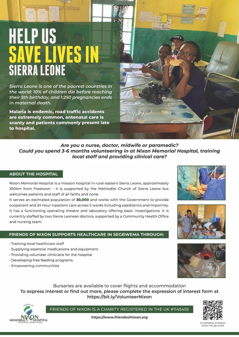 Nurse
Doctor
Midwife

.... if you have 3-6 months to spare...you may want to check in this Volunteering experience at Sierra Leone.

bit.ly/VolunteerNixon