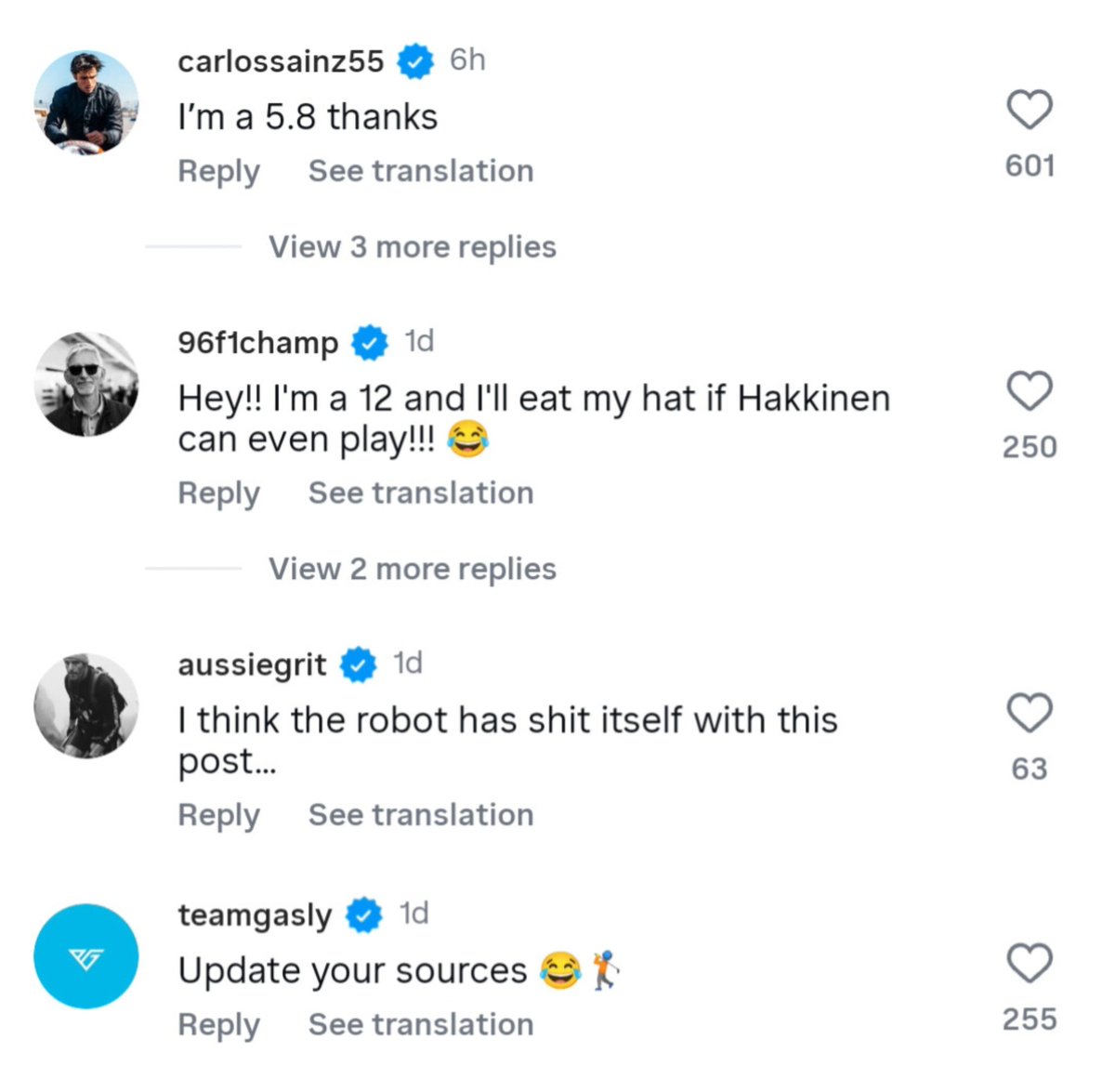 all the drivers, including carlos, calling them out 😭 it's that serious to them 😭