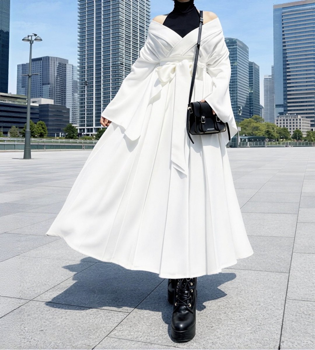 暑い日の和洋折衷コーデ。
アメスリインナー×夏素材の半着物で大人のカットスリーブ風スタイルが涼しい✨