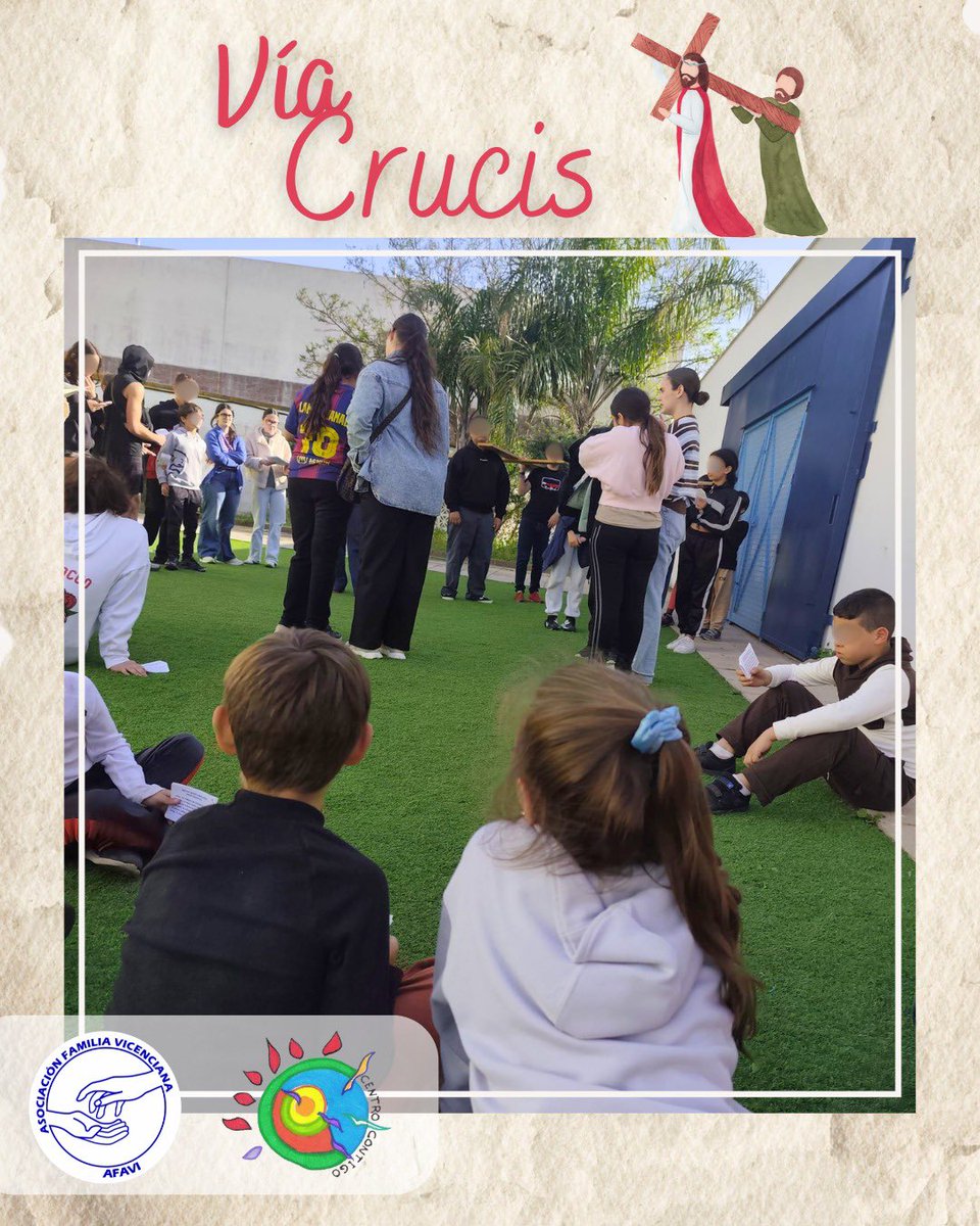 CentroContigo's tweet photo. El pasado viernes vivimos un bonito Vía Crucis todos y todas juntos. Fue un momento lleno de reflexión, respeto y experiencias compartidas que nos acercan a lo verdaderamente importante. 

#CentroContigo 
#VíaCrucis
#Hazfelicesalosniñosyniñasyseranpersonasbuenas 
@AFVicenciana https://t.co/DzrrWqTo5i