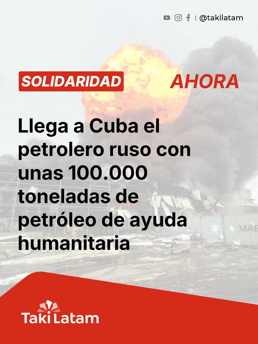 🇨🇺🇷🇺 El petrolero ruso Anatoli Kolodkin llega a #Cuba, con unas 100.000 toneladas de petróleo de ayuda humanitaria para la isla, de acuerdo con RT en Español. 
 El buque se encuentra actualmente a la espera de ser descargado en el puerto de Matanzas. 
#CubaEstáFirme 
#ValorYRazón