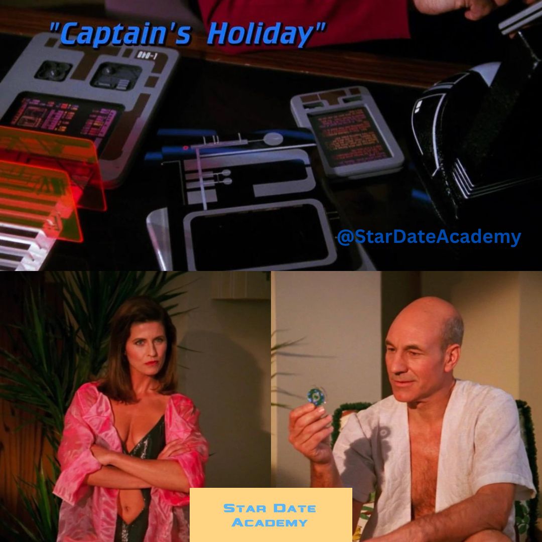 StarDateAcademy's tweet image. On This Stardate:
1990- Captain's Holiday TNG S3E19 - Indiana Picard's vacation turns into an adventure.
First Contact: Jennifer Hetrick as Vash #StarTrekTNG
2003- The Crossing ENT S2E18- Aliens body-snatch the crew. #Enterprise