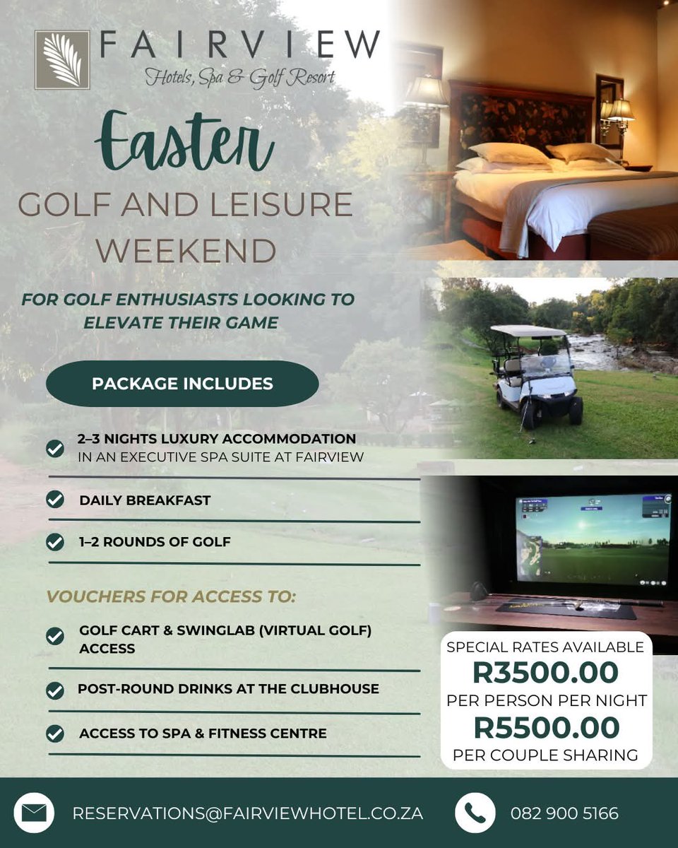 golimpopo's tweet photo. Easter Packages at Fairview  Hotels, Spa &amp; Golf Resort | Tzaneen 

From wellness and rejuvenation, Family Easter escape, golf and leisure weekends to romantic packages.

https://t.co/te9pRzr0vA 
#LimpopoReimagined
#Golimpopo | #Moretoenjoy https://t.co/8uGGhqLPUq