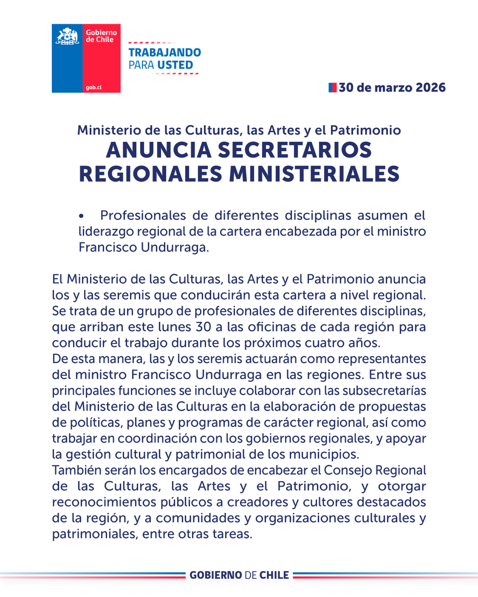 Ministerio de las Culturas tweet media