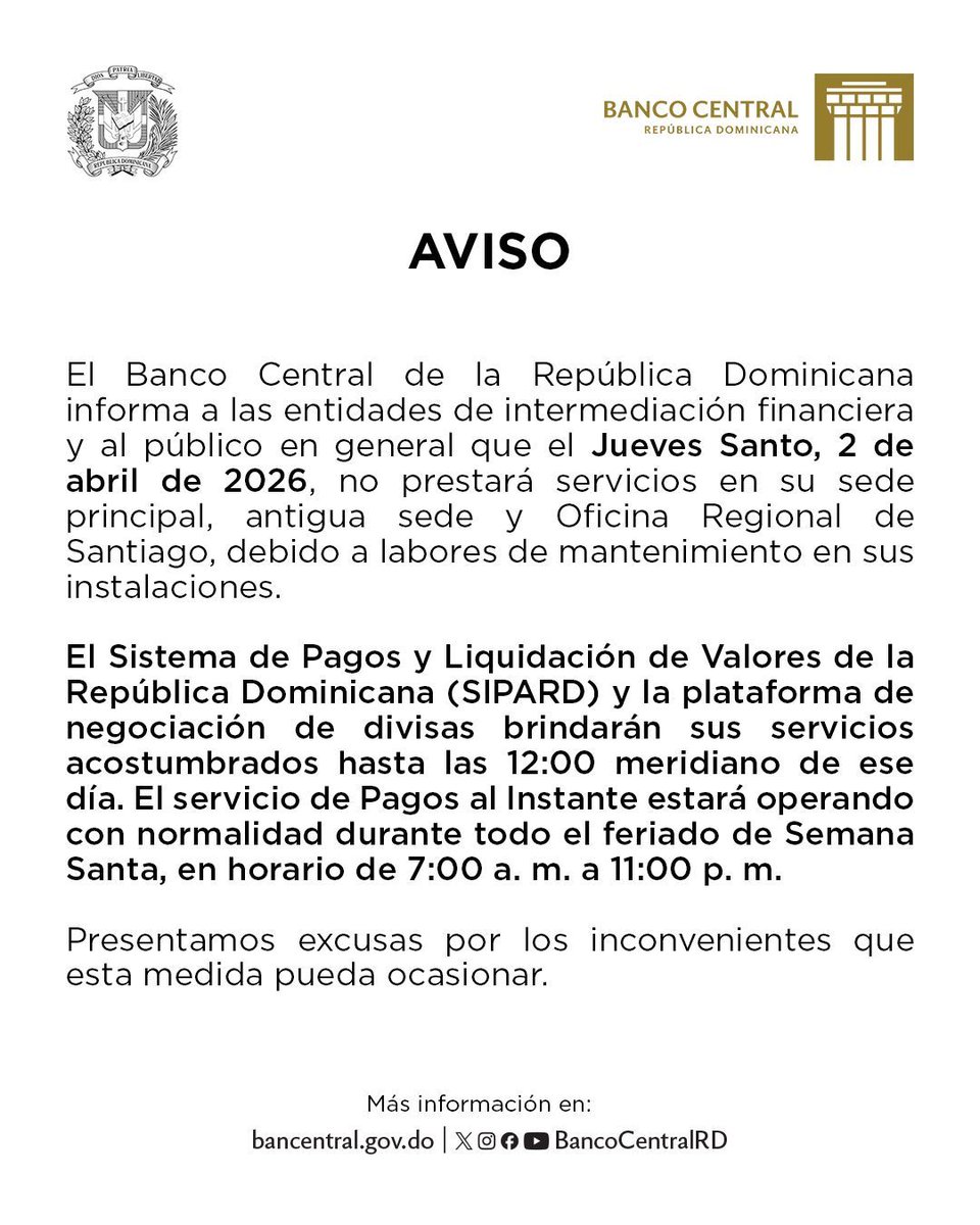Banco Central de la República Dominicana tweet media