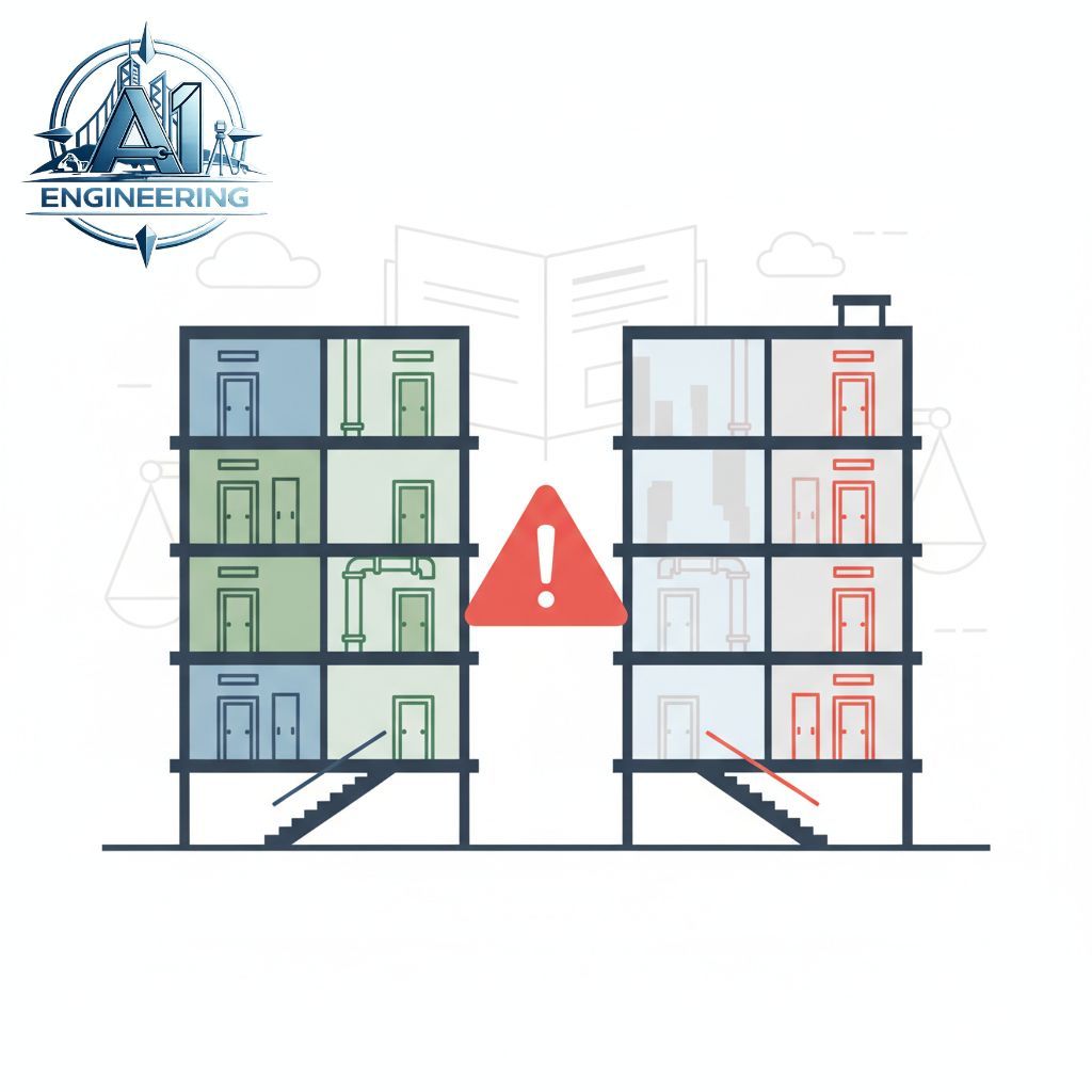 a1engr's tweet image. In the AEC industry, "Value Engineering" can sometimes compromise the IBC by choosing cheaper doors, thinner fireproofing, and shortcuts, risking fire ratings and escape routes. True VE balances cost, performance, and code compliance. #Construction #BuildingCode