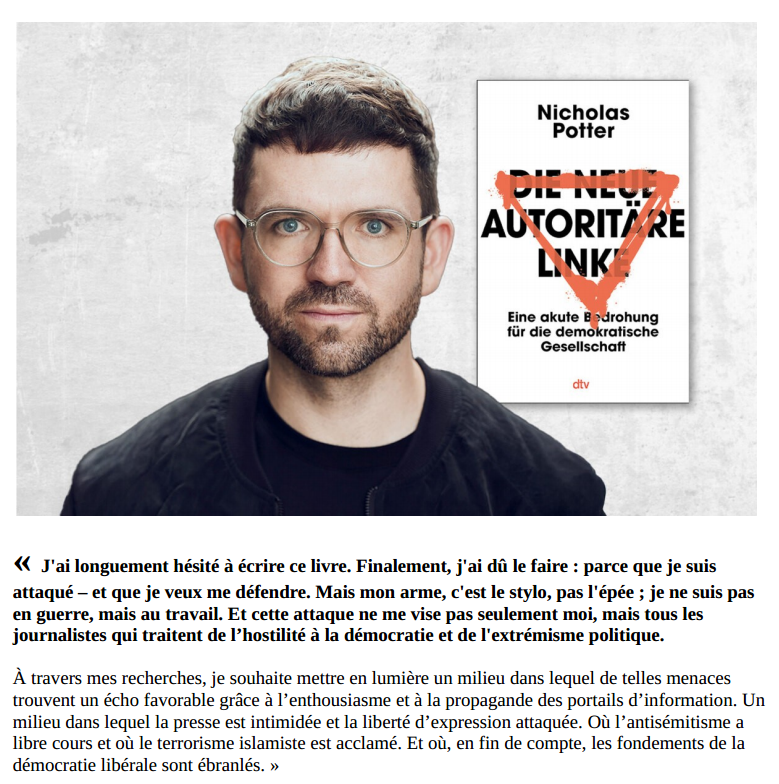 HannahStasi's tweet image. 🔴📖🇩🇪 Fiches de lecture – 1/ Nicholas #Potter (@n1ckism)  a enquêté sur la nouvelle #gauche #autoritaire en #Allemagne. Je suis en train de lire son livre, non traduit français. Retrouvez ici les 🧶 que je vais lui consacrer. 👇
