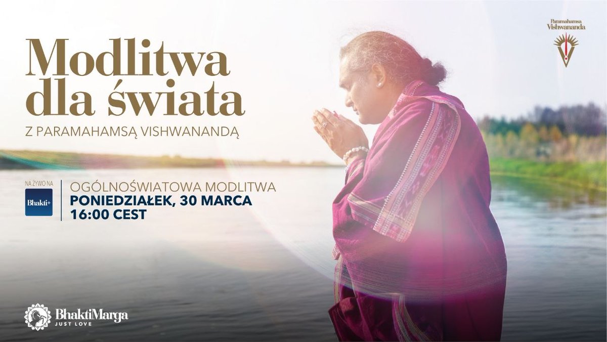 Już dziś dołącz do nas, by wspólnie pomodlić się za Świat i potrzebujących. 
🙏🌍

📅 30.03 (poniedziałek)
⏰ 16:00

🌐 Transmisja na żywo z symultanicznym tłumaczeniem na język polski odbędzie się w aplikacji Bhakti+ ➡️ bhakti.plus

🌐 Lub na YouTube bez tłumaczenia
