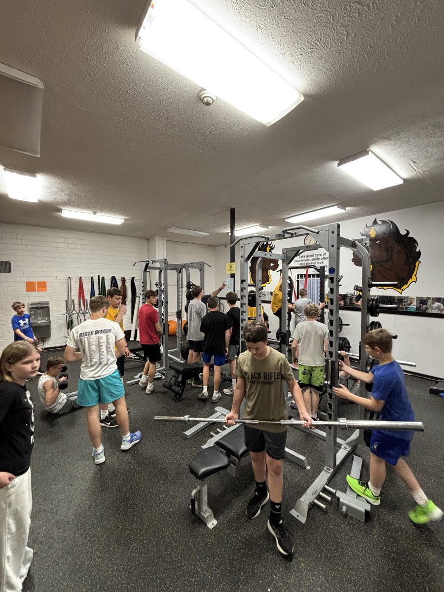 CoachY8S's tweet photo. A great day of Mustang Power this morning in McCool Junction!  Tied our 2nd highest all-time attendance with 53 kids from 3rd through 12th grades. The kids worked hard and did some amazing things today! https://t.co/mQnXxS7D1C