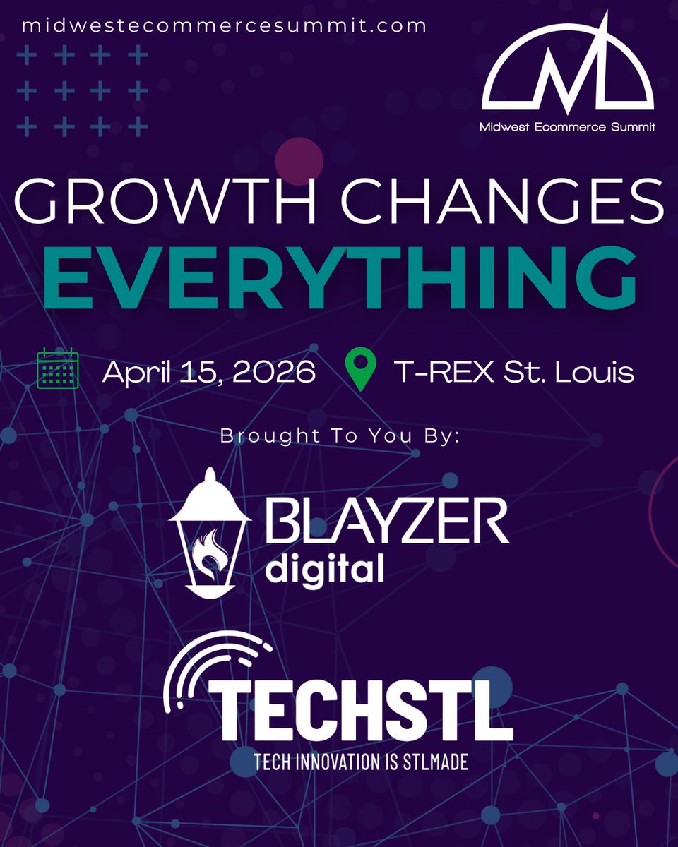 MidwestEcomSumt's tweet photo. Growth changes everything — and strong partnerships help make it possible. We’re proud to partner with @blayzerdigital  and @TechSTLmo  to bring the #MidwestEcommerceSummit to life at #STLTechWeek and create an event built for connection, insight, and momentum.

#BuiltToGrow https://t.co/DlJGIIy0Wd