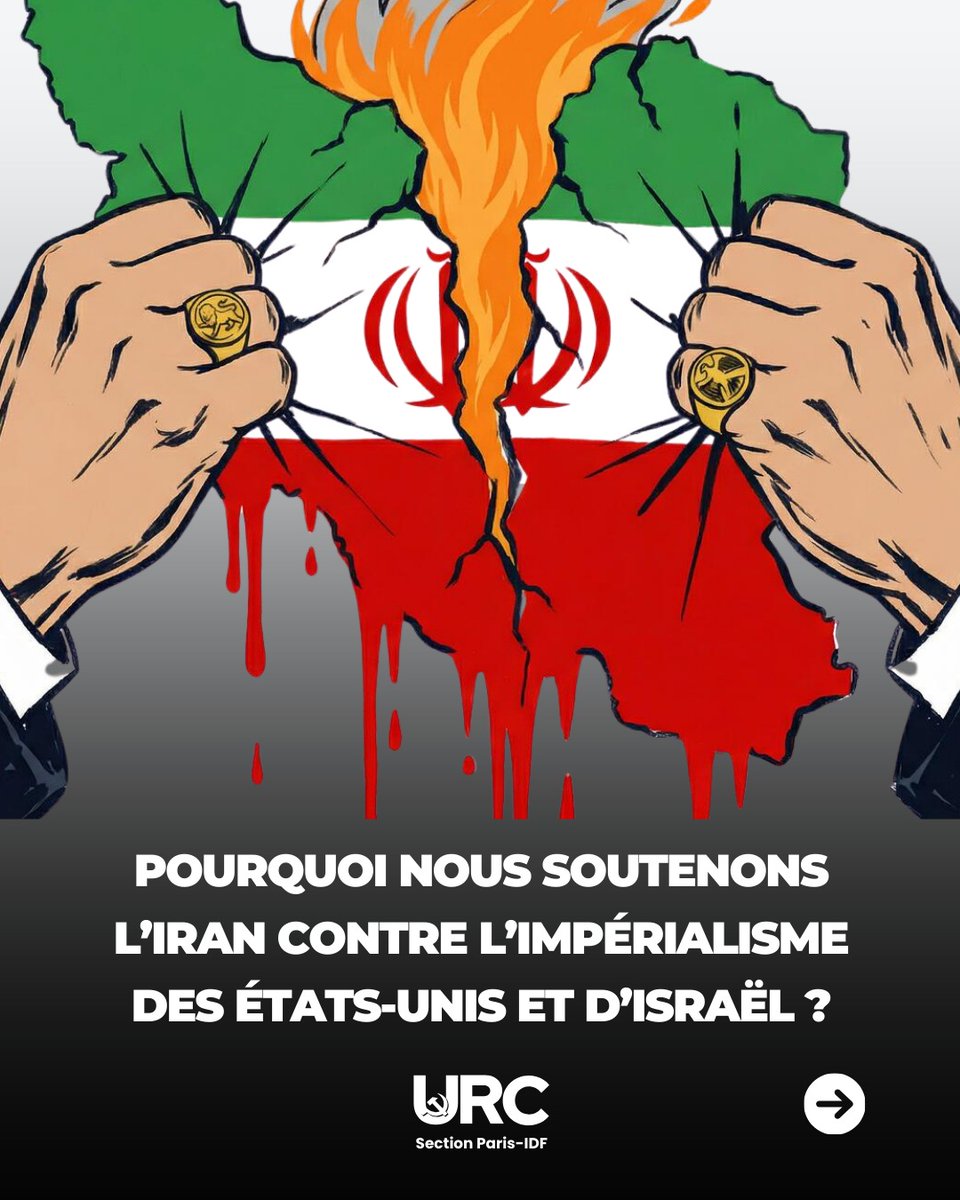 URCIDF's tweet photo. Pourquoi nous soutenons l'Iran contre les Etats-Unis et Israël ? Explication des positions de l'URC publié le 6 mars.
Gloire aux martyrs ! Victoire à l'Iran et à tous les peuples en résistance ! https://t.co/Fs5zLs26Z7