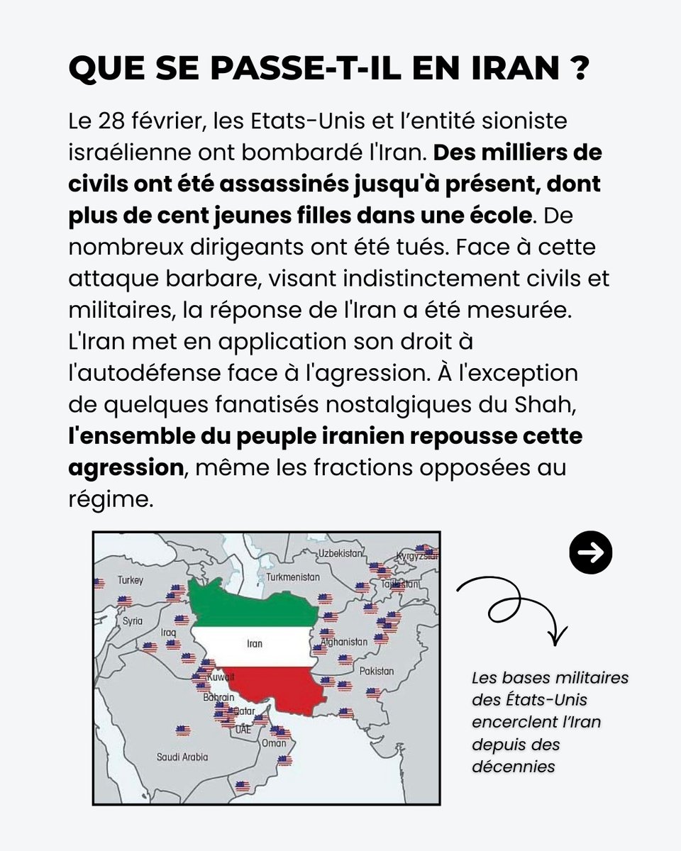URCIDF's tweet photo. Pourquoi nous soutenons l'Iran contre les Etats-Unis et Israël ? Explication des positions de l'URC publié le 6 mars.
Gloire aux martyrs ! Victoire à l'Iran et à tous les peuples en résistance ! https://t.co/Fs5zLs26Z7
