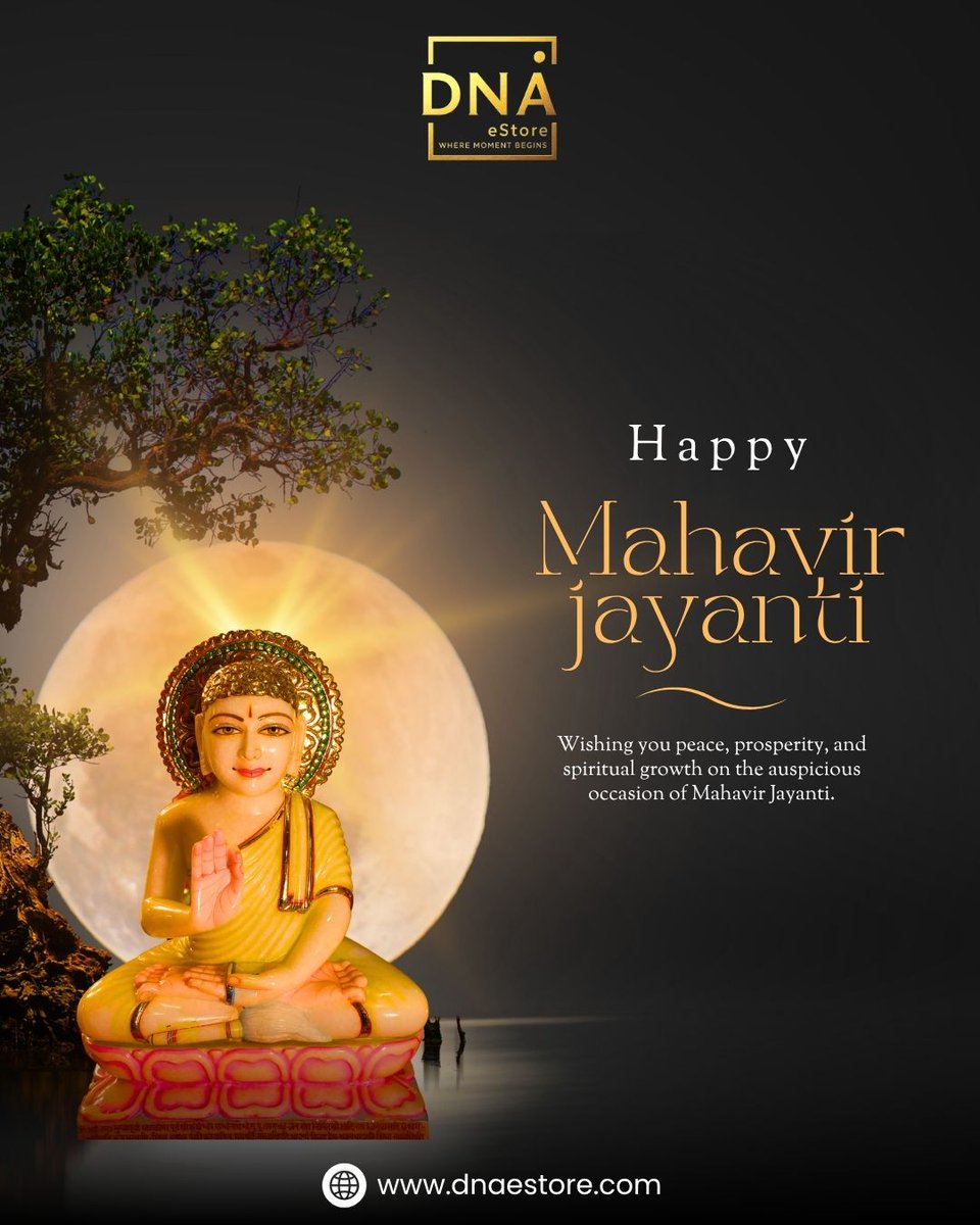 dna_estore's tweet photo. 🙏 Jai Jinendra! May Lord Mahaveer's teachings of truth &amp; non-violence light your path this Mahaveer Jayanti. Warm wishes from Team @dna_estore ! 🌼 #MahaveerJayanti #JaiJinendra #DNAeStore https://t.co/yOmgUu6SGA