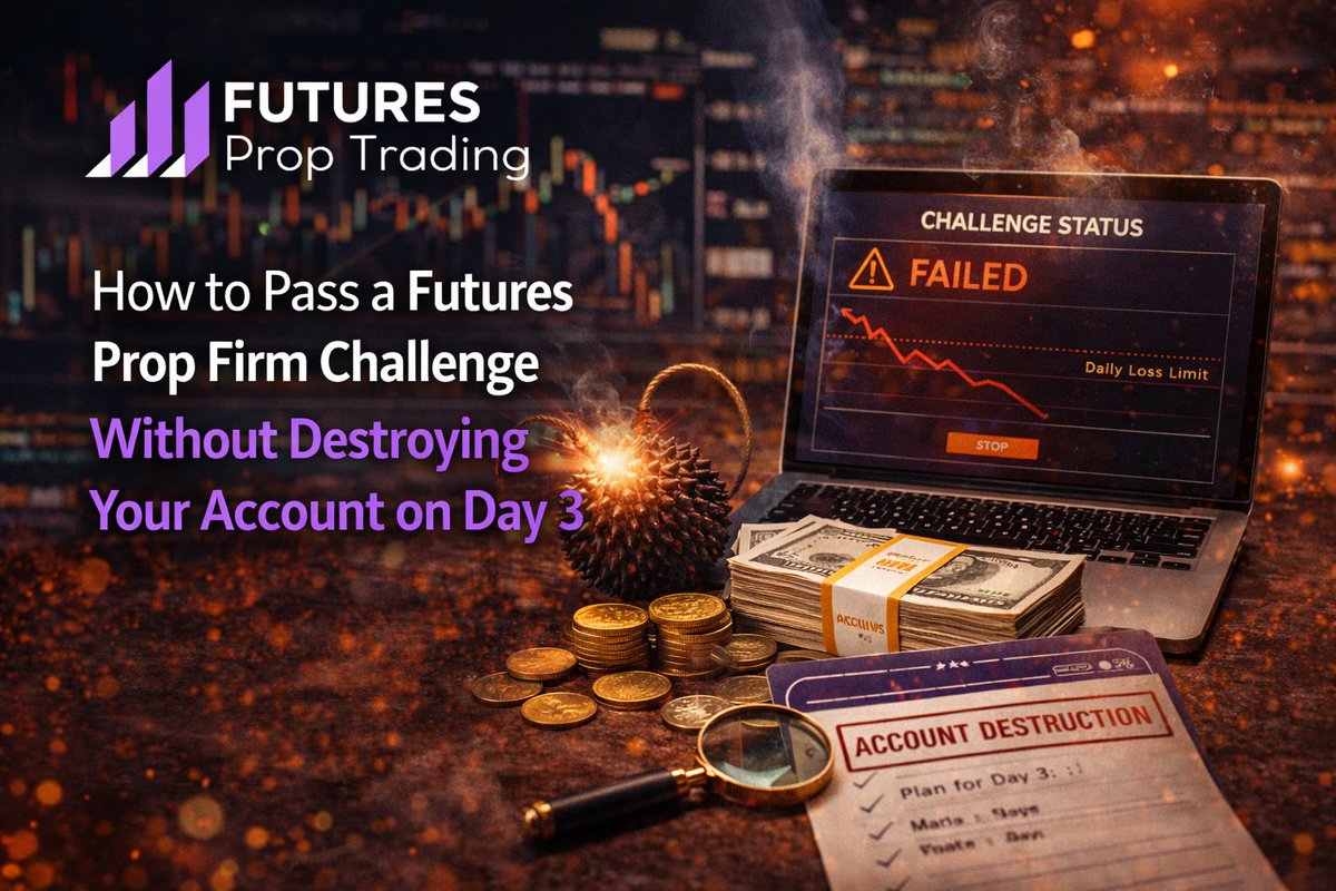 FuturesProp's tweet photo. How to Pass a Futures Prop Firm Challenge Without Destroying Your Account on Day 3 

 https://t.co/7OnrhaWadt https://t.co/RJjxnbOKfV