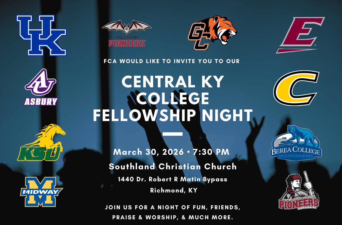 ekufca's tweet image. Tonight is our annual Central KY College Fellowship night here in Richmond!  Come join us and college athletes from around the Central KY Area FCA huddles as we have a lots of fun and fellowship!  You don't wanto to miss it! #fca #fcahuddle #fcaproven