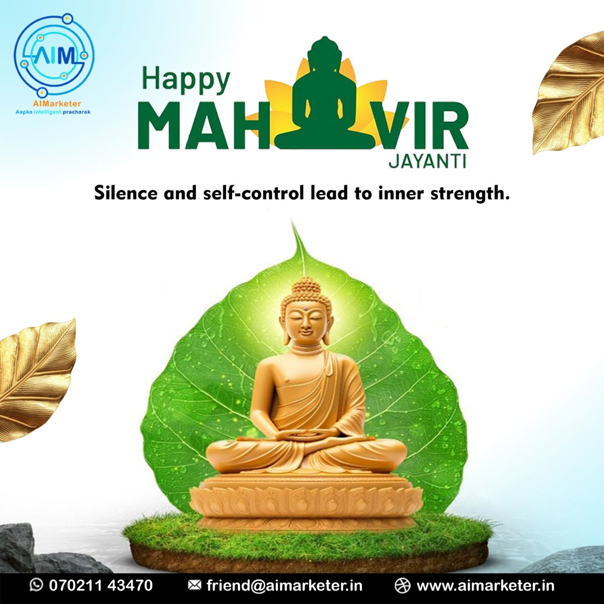 AimarketerD's tweet photo. 🌿 Wishing you peace, wisdom, and inner strength on Mahavir Jayanti. May the teachings of Mahavira inspire us to live with truth, compassion, and self-control. 🙏

📞 070211 43470
📧 friend@aimarketer.in
🌐 https://t.co/kdP2ufsLwr

#MahavirJayanti #LordMahavir #Peace #AIMarketer https://t.co/Ifk2VL0D0a