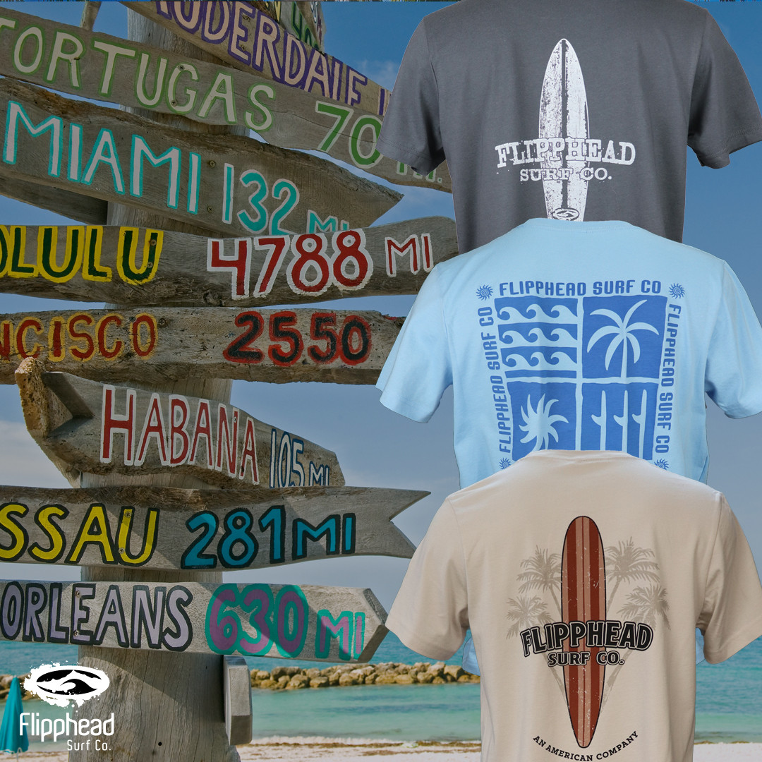 Flipphead_00's tweet photo. Which destination is calling your name? ✈️🌴 Our Flipphead Surf Co. tees, inspired by the sun and sea, are here for your next adventure! 🌊 Enjoy 20% OFF &amp; $5 shipping! Shop now at https://t.co/srZM2vsRjs! #shopping #surf #sea #photooftheday #ShopTillYouDrop #ShoppingSpree https://t.co/hpRSVnbm5N