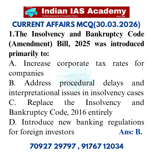 IIA_Academy's tweet photo. Indian IAS Academy current affairs MCQ (30.03.2026)#UPSC#IAS #TNPSCgroup1 #TNPSCGroup2#mrbpharmacist #upsc2026 #tnpscgroup4 #banking#gpat2026 #niperexam #druginspector #rrb #PharmacyExamPrep#NIPERpreparation #rrbpharmacist2026 #pharmacistexamstrategy #indianiasacademy #upsc2026 https://t.co/sZkgjtnwBu