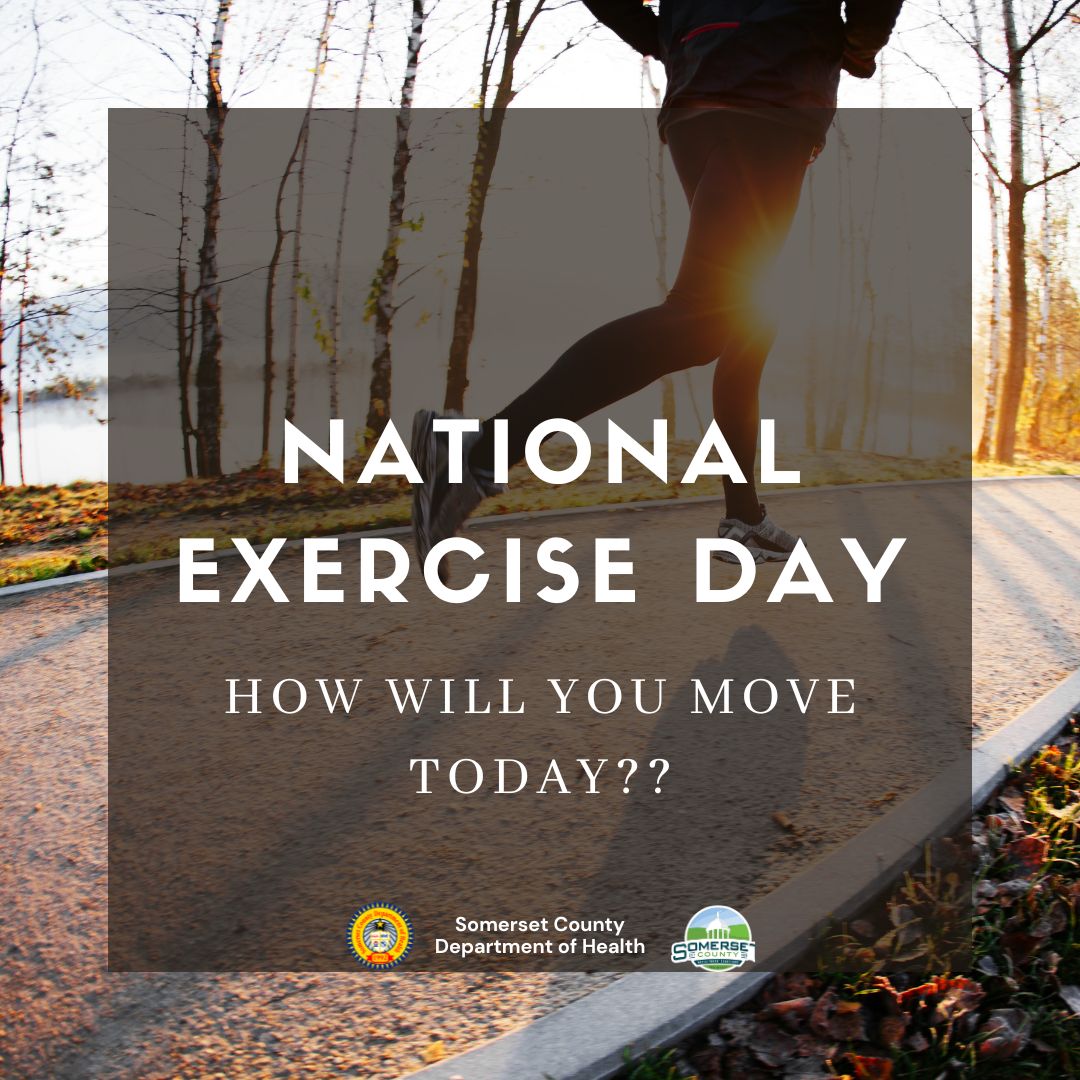 SCHealthDept's tweet image. Happy National Exercise Day! 💪
Make time to move—walk, run, or do a workout you enjoy. Do what feels good and keep your body strong and healthy! #NationalExerciseDay #GetMoving