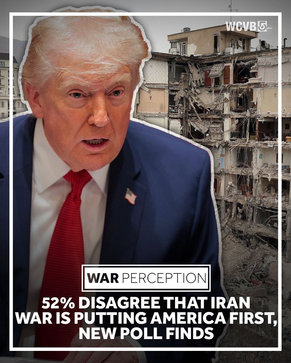 WCVB's tweet image. As Trump issues a new threat to Iran, a just-released UMass poll reveals how Americans think about the war and the president's handling of other key issues: wcvb.com/article/umass-… 

#politics #poll #Trump #Iran #economy #Epstein #immigration