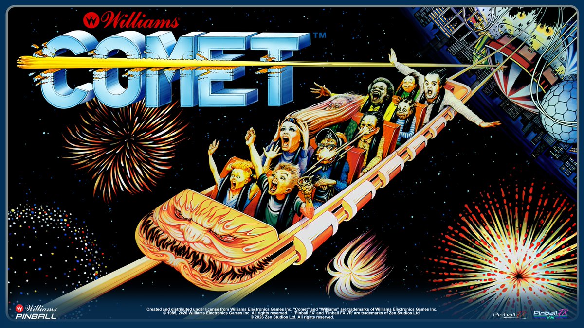 PinballFX's tweet image. Get ready to race around on Comet™!

Complete both shooting galleries, then hit the Comet ramp for the ride of your life.

Wishlist Williams™ Pinball Volume 10 on Steam: store.steampowered.com/app/4511550/

#WMS10 #Pinball