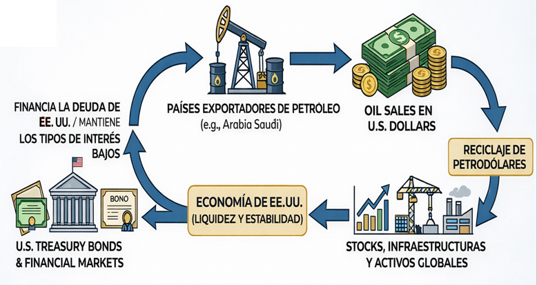 oscarvara's tweet photo. 1/7 Hace un par de días, veía en el canal si es cierto que el actual conflicto con Irán tiene la capacidad de hundir definitivamente el sistema del petrodólar. Para entender este debate, debemos remontarnos a 1974. En aquel momento, la administración de Nixon cerró un acuerdo secreto y fundamental con la Arabia Saudí del rey Faisal: los países árabes venderían su océano de crudo exclusivamente en dólares. A cambio, reciclarían esos inmensos ingresos comprando deuda pública estadounidense. Esto creó una demanda global, artificial y constante de dólares que ha permitido a Washington financiarse y mantener un déficit enorme durante décadas. Eso es el petrodólar. Hilémoslo.