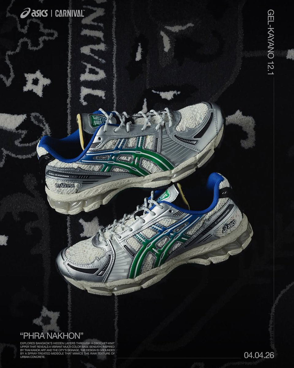 JustFreshKicks's tweet photo. Carnival x ASICS GEL-KAYANO 12.1 "Phra Nakhon" 🇹🇭

🗓️ April 4th https://t.co/u3pZeSVx6f
