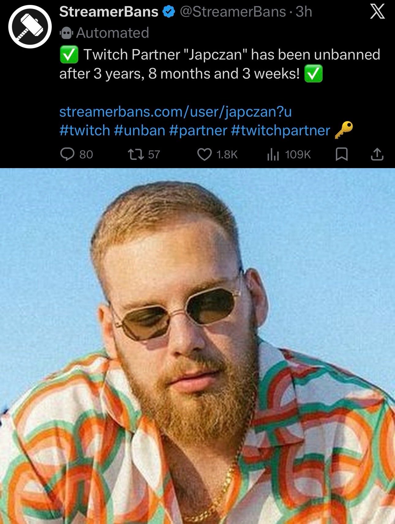 Japczan po 3 latach odbanowany na platformie Twitch!