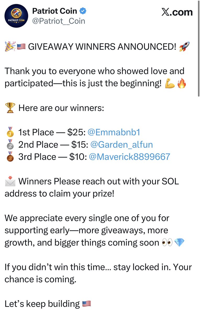 Patriot Coin tweet media