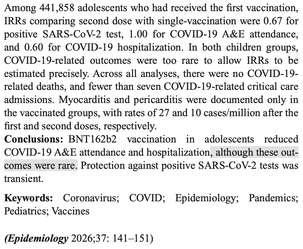 teyanos9's tweet photo. @PSHolstein @BBarucker Das 'Zitat' ist zu stark gekürzt. Da steht "reduced COVID-19 A&amp;E attendance and hospitalization, _although these outcomes were rare._ Protection against positive SARS-CoV-2 tests was transient." 
-> Effekt gering, bei ebenso geringer Notwendigkeit, zeitbegrenzt, aber folgenreich? https://t.co/GqqnCsiec6