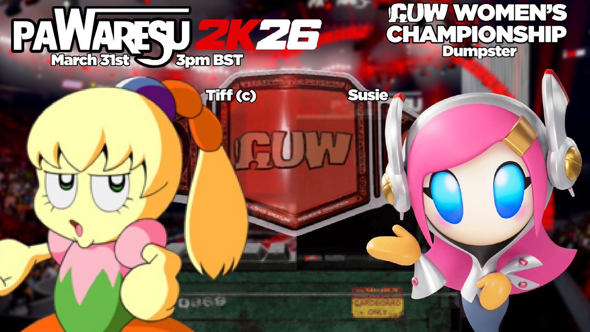 CUWwwe2k's tweet photo. Who’s going in the DUMPSTER when Tiff faces Susie for the CUW Women’s Championship? Who’s Kirby rooting for?? https://t.co/NTllH5U1Bd