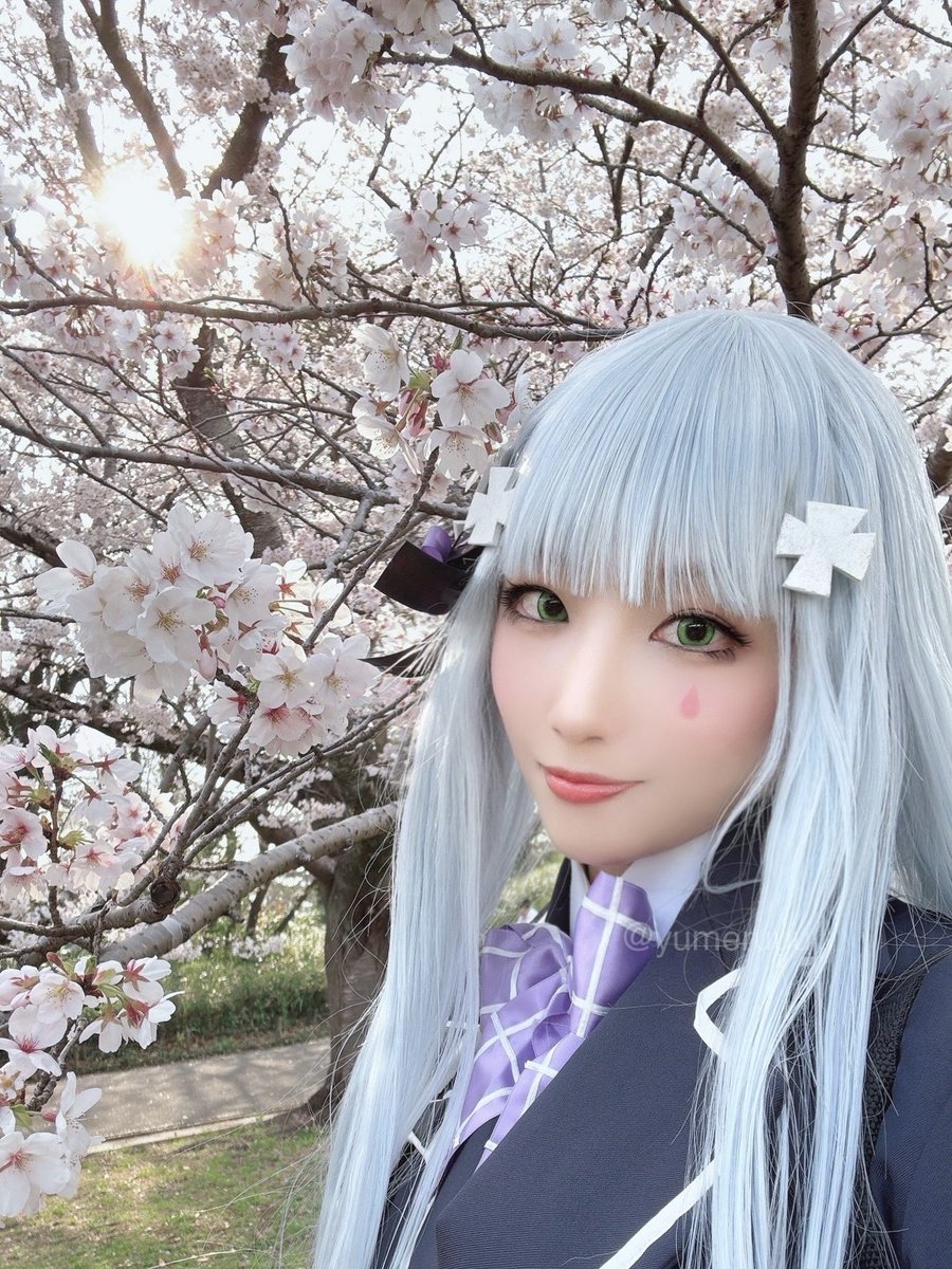 ドールズフロントライン
416 学生服スキン"緋染め薄桜"の自撮り🌸
昨日の桜撮影の時の！楽しかったよ❤️