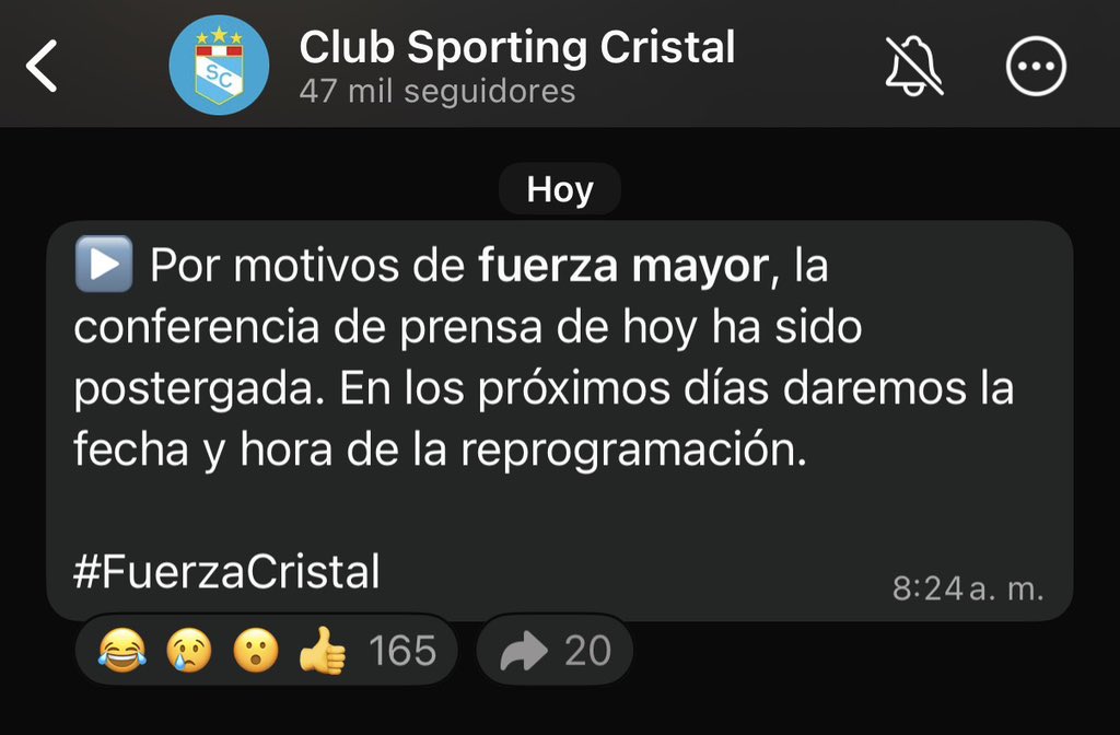 Motivo de fuerza mayor: 

Se le presentó un torneo relámpago de pádel a Raffo en San Isidro